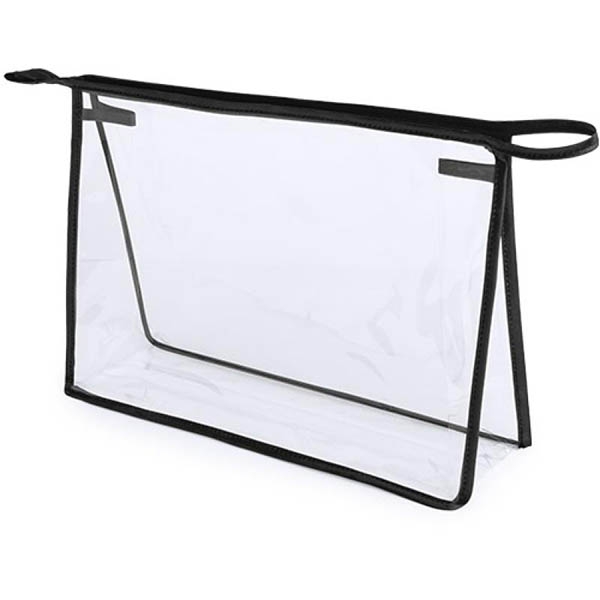 geanta cosmetice transparenta contur negru